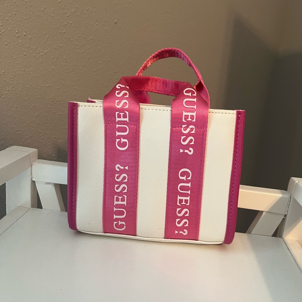 GUESS Pink and White Women's Clutch Purse